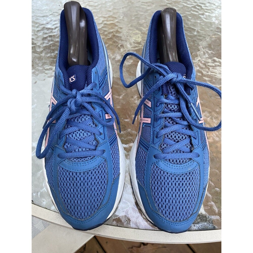ASICS Gel Contend 4 Running Shoes Blue Pink Womens 10 T765N Excellent